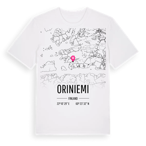 Oriniemi karta t-shirt – ekologisk bomull t-shirt från Pinshirt