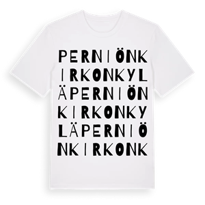 Perniön kirkonkylä ordlek t-shirt – ekologisk bomull t-shirt från Pinshirt