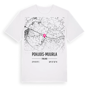 Pohjois-Muurla karta t-shirt – ekologisk bomull t-shirt från Pinshirt