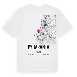Pyhäranta karta t-shirt – ekologisk bomull t-shirt från Pinshirt