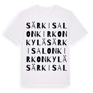 Särkisalon kirkonkylä ordlek t-shirt – ekologisk bomull t-shirt från Pinshirt