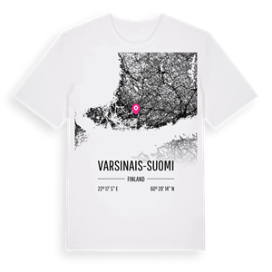 Varsinais-Suomi karta t-shirt – ekologisk bomull t-shirt från Pinshirt