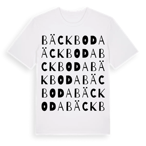 Bäckboda ordlek t-shirt – ekologisk bomull t-shirt från Pinshirt