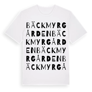 Bäckmyrgården ordlek t-shirt – ekologisk bomull t-shirt från Pinshirt