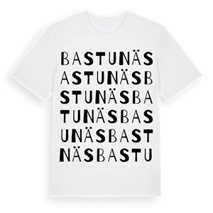 Bastunäs ordlek t-shirt – ekologisk bomull t-shirt från Pinshirt