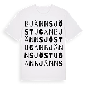 Bjännsjöstugan ordlek t-shirt – ekologisk bomull t-shirt från Pinshirt