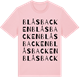 Pink Cotton t-shirt med Blåsbacken ordlek t-shirt