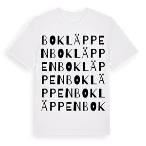 Bokläppen ordlek t-shirt – ekologisk bomull t-shirt från Pinshirt