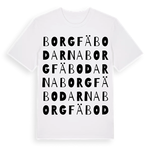 Borgfäbodarna ordlek t-shirt – ekologisk bomull t-shirt från Pinshirt