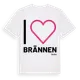White t-shirt med Jag älskar Brännen t-shirt stort tryck
