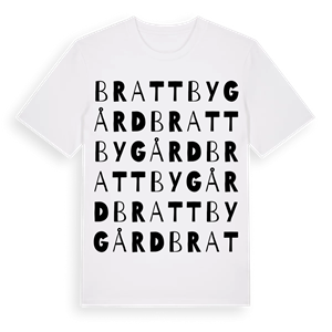 Brattby gård ordlek t-shirt – ekologisk bomull t-shirt från Pinshirt