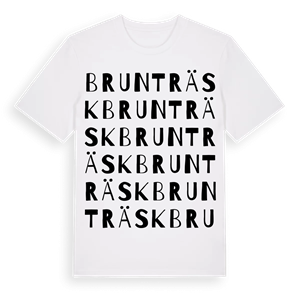 Brunträsk ordlek t-shirt – ekologisk bomull t-shirt från Pinshirt