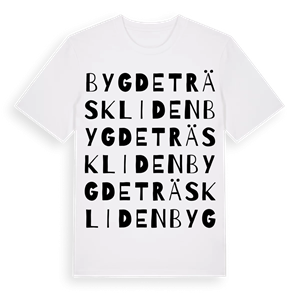 Bygdeträskliden ordlek t-shirt – ekologisk bomull t-shirt från Pinshirt