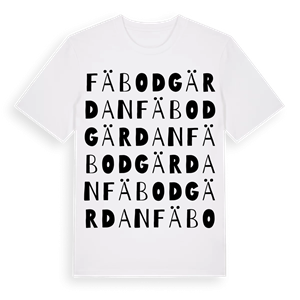 Fäbodgärdan ordlek t-shirt – ekologisk bomull t-shirt från Pinshirt
