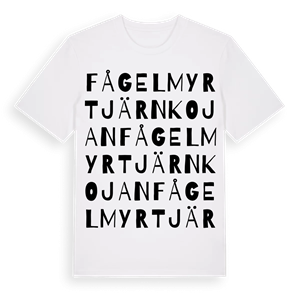 Fågelmyrtjärnkojan ordlek t-shirt – ekologisk bomull t-shirt från Pinshirt