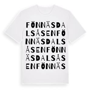 Fönnäsdalsåsen ordlek t-shirt – ekologisk bomull t-shirt från Pinshirt