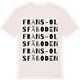 Vintage White t-shirt med Frans-Olsfäboden ordlek t-shirt