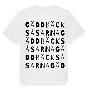 Gäddbäcksåsarna ordlek t-shirt – ekologisk bomull t-shirt från Pinshirt