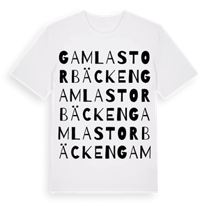Gamla Storbäcken ordlek t-shirt – ekologisk bomull t-shirt från Pinshirt