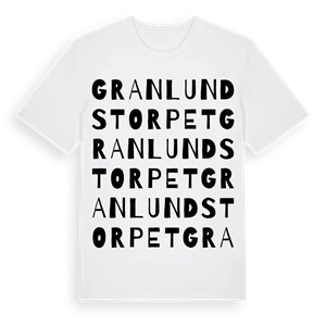 Granlundstorpet ordlek t-shirt – ekologisk bomull t-shirt från Pinshirt