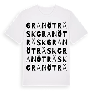 Granöträsk ordlek t-shirt – ekologisk bomull t-shirt från Pinshirt