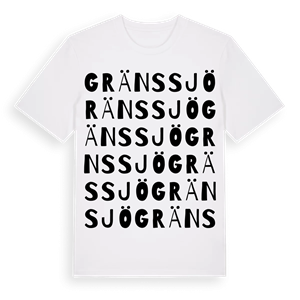 Gränssjö ordlek t-shirt – ekologisk bomull t-shirt från Pinshirt