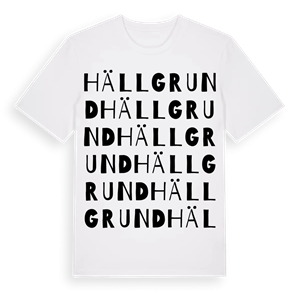 Hällgrund ordlek t-shirt – ekologisk bomull t-shirt från Pinshirt