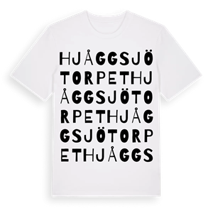 Hjåggsjötorpet ordlek t-shirt – ekologisk bomull t-shirt från Pinshirt