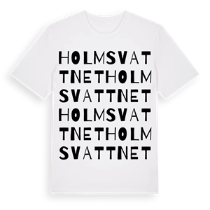 Holmsvattnet ordlek t-shirt – ekologisk bomull t-shirt från Pinshirt