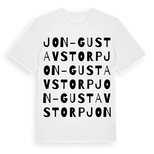 Jon-Gustavstorp ordlek t-shirt – ekologisk bomull t-shirt från Pinshirt