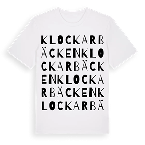 Klockarbäcken ordlek t-shirt – ekologisk bomull t-shirt från Pinshirt