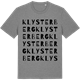 Mid Heather Gray t-shirt med Klysterberg ordlek t-shirt
