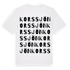 Korssjön ordlek t-shirt – ekologisk bomull t-shirt från Pinshirt