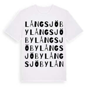 Långsjöby ordlek t-shirt – ekologisk bomull t-shirt från Pinshirt