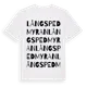 White t-shirt med Långspedmyran ordlek t-shirt