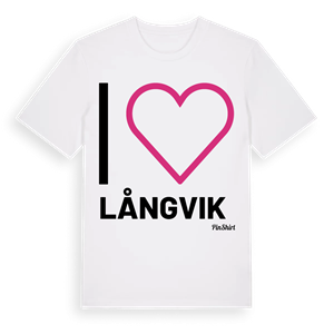 Jag älskar Långvik t-shirt stort tryck – ekologisk bomull t-shirt från Pinshirt