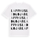 White t-shirt med Lapphuslidkojan ordlek t-shirt