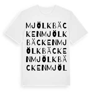 Mjölkbäcken ordlek t-shirt – ekologisk bomull t-shirt från Pinshirt