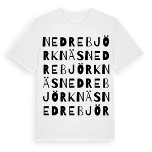 Nedre Björknäs ordlek t-shirt – ekologisk bomull t-shirt från Pinshirt