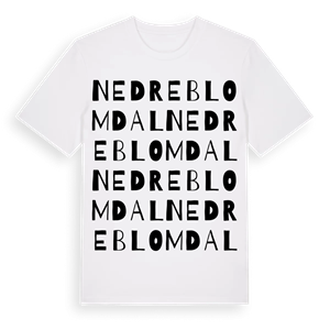 Nedre Blomdal ordlek t-shirt – ekologisk bomull t-shirt från Pinshirt