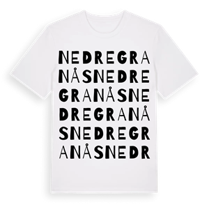 Nedre Granås ordlek t-shirt – ekologisk bomull t-shirt från Pinshirt