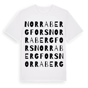 Norra Bergfors ordlek t-shirt – ekologisk bomull t-shirt från Pinshirt