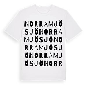 Norra Mjösjö ordlek t-shirt – ekologisk bomull t-shirt från Pinshirt