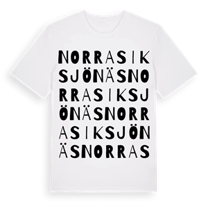 Norra Siksjönäs ordlek t-shirt – ekologisk bomull t-shirt från Pinshirt