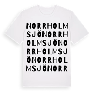 Norrholmsjö ordlek t-shirt – ekologisk bomull t-shirt från Pinshirt