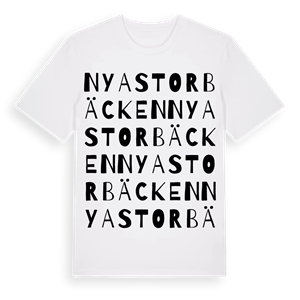 Nya Storbäcken ordlek t-shirt – ekologisk bomull t-shirt från Pinshirt