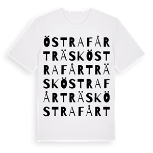 Östra Fårträsk ordlek t-shirt – ekologisk bomull t-shirt från Pinshirt