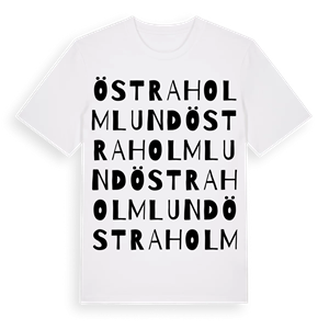 Östra Holmlund ordlek t-shirt – ekologisk bomull t-shirt från Pinshirt