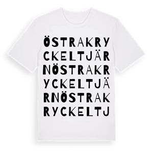 Östra Kryckeltjärn ordlek t-shirt – ekologisk bomull t-shirt från Pinshirt