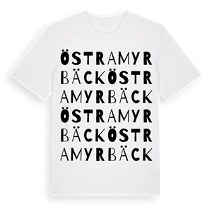 Östra Myrbäck ordlek t-shirt – ekologisk bomull t-shirt från Pinshirt